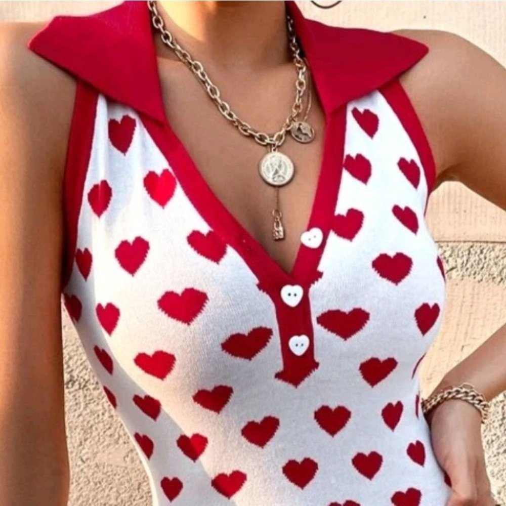 "SPRINKLE ME IN LOVE" heart point sweater dress - Picture 3 of 8